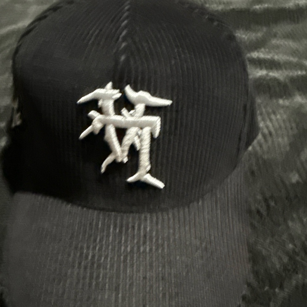 Kill the hype Black Corduroy Baseball Cap with Embroidered Logo